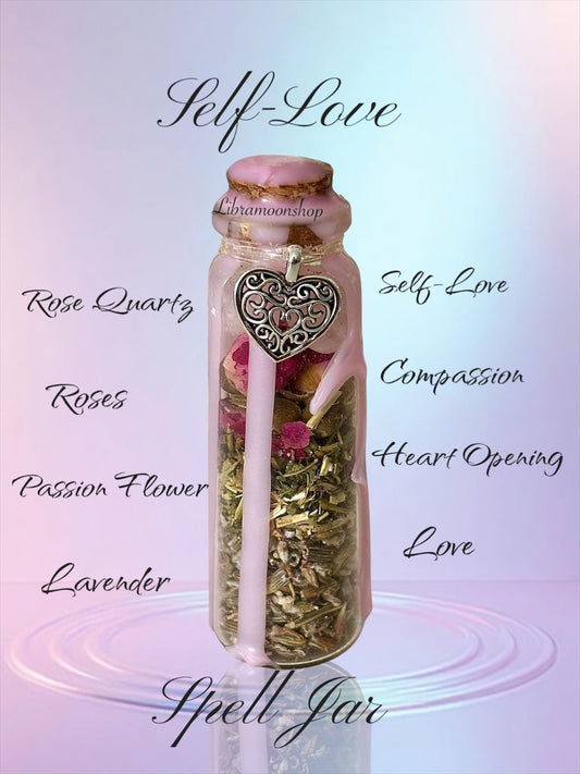 Handcrafted Self Love Spell Jar | Rose Quartz Jar
