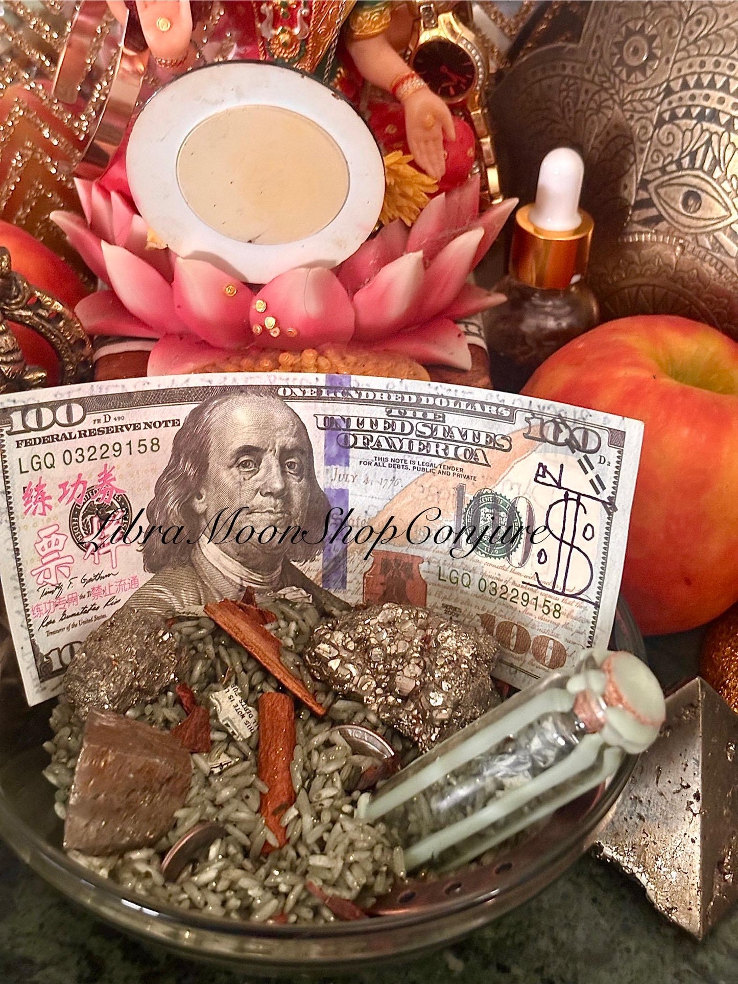 Personalized Green Money Rice Jar | Money Bowl | Hoodoo Money Rice | Prosperity Rice | Money Spell Jar