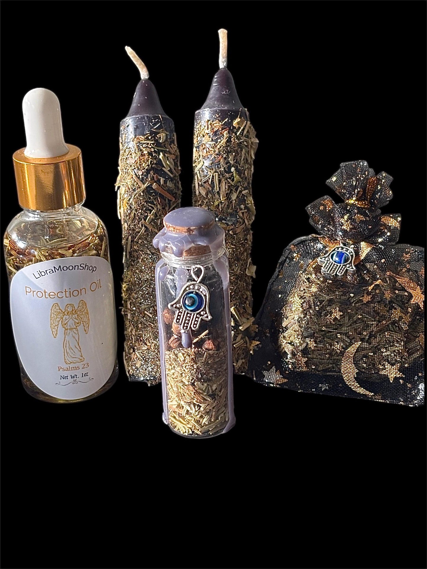 Witches Protection Kit | Black Protection Candle | Protection Oil |  Protection Spell Jar | Return To Sender
