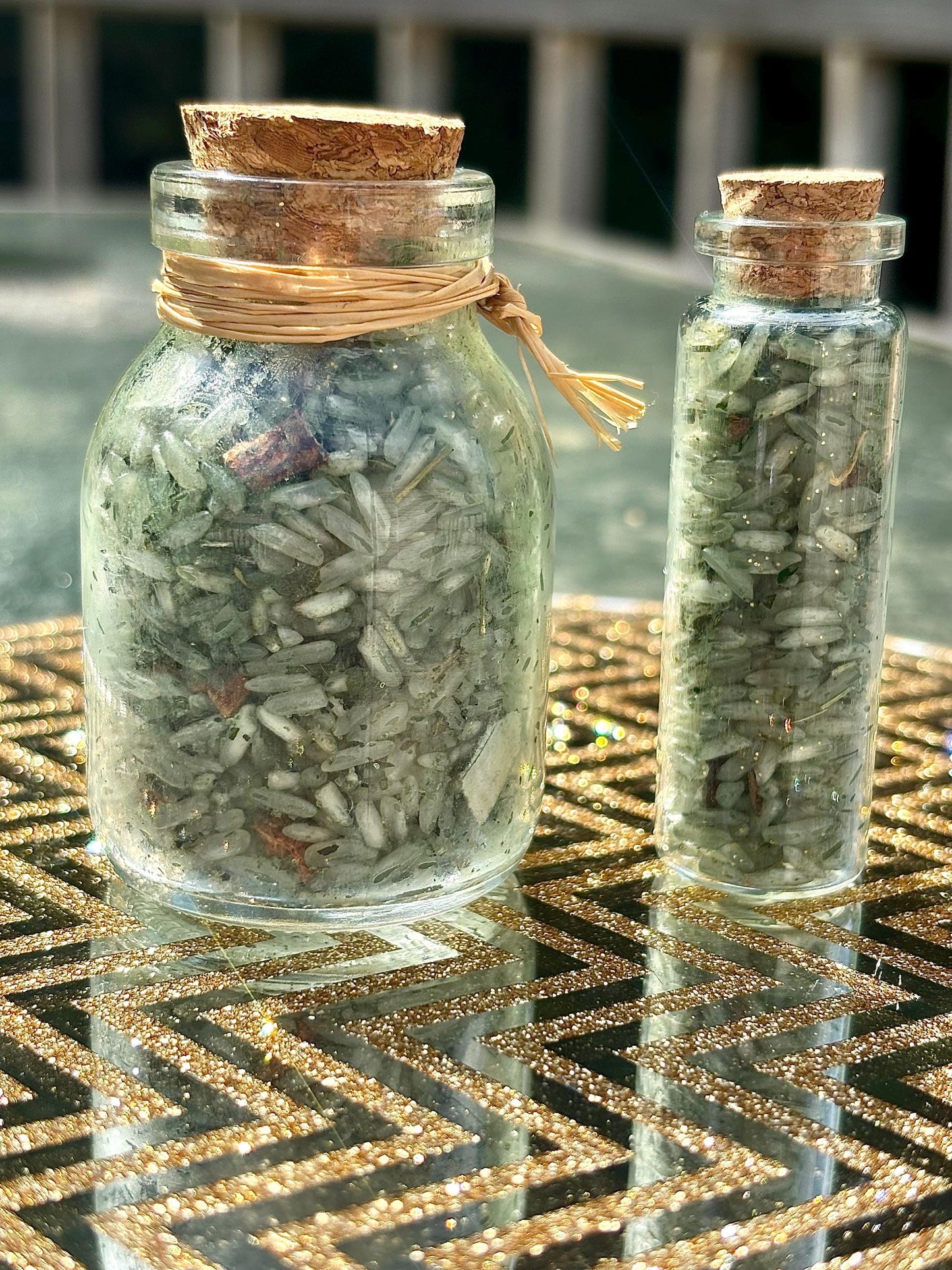 Personalized Green Money Rice Jar | Money Bowl | Hoodoo Money Rice | Prosperity Rice | Money Spell Jar