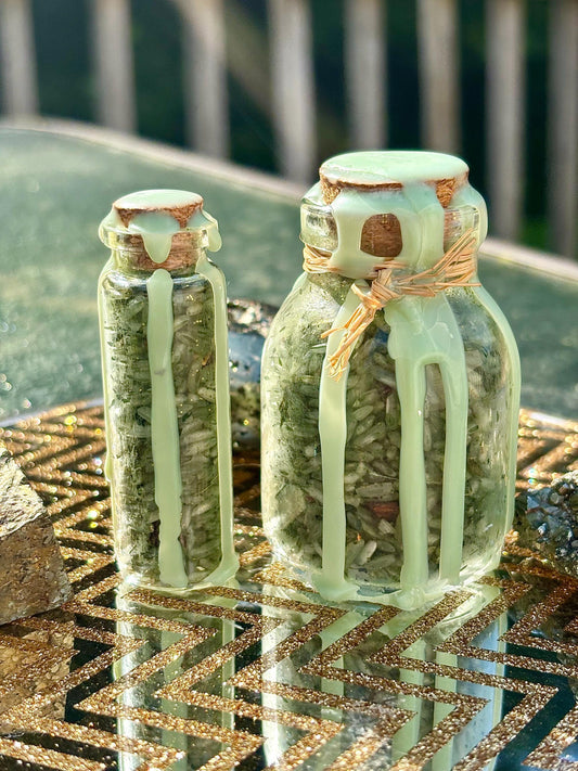 Personalized Green Money Rice Jar | Money Bowl | Hoodoo Money Rice | Prosperity Rice | Money Spell Jar