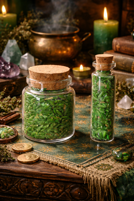 Personalized Green Money Rice Jar | Money Bowl | Hoodoo Money Rice | Prosperity Rice | Money Spell Jar