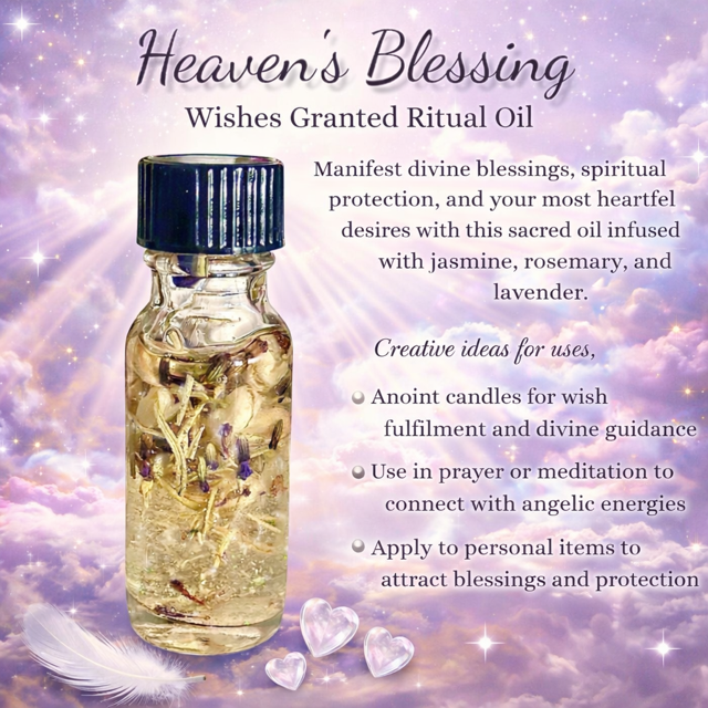 Heavens Blessing | Angel Blessing | Ritual Oil | Altar Oil | Jasmine, Rosemary & Lavender
