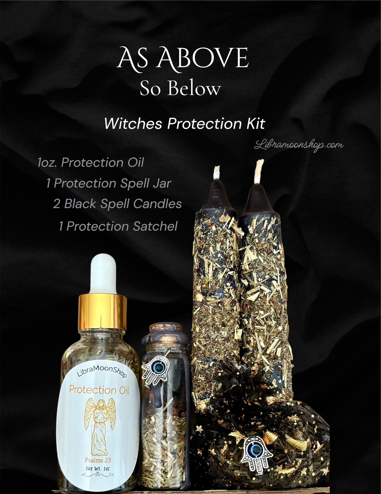 Witches Protection Kit | Black Protection Candle | Protection Oil |  Protection Spell Jar | Return To Sender